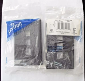 LEVITON 41080-3EP 3-PORT QUICKPORT WALL PLATE, BLACK   LOT OF 6 PC - Picture 1 of 1