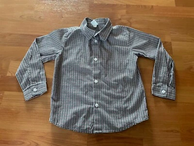Boy's George button-down shirt size 5T brown black plaid long sleeves - Image 1 of 4