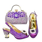Shoes And Bag Luxury Party Lady High Heels 8.5 CM Italian Sandals Rhinestone Set