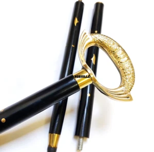 Bastón perforador mango latón madera bastón antiguo vintage diseñador regalo - Imagen 1 de 6