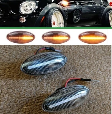 R50 MINI Cooper S JCW LED Dynamic Sequential Flowing Indicators Repeaters Clear - Image 1 of 3