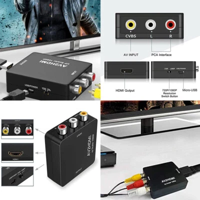 US RCA AV to HDMI HD Converter Composite CVBS Audio Video Adapter Wii NES SNES - Image 1 of 4