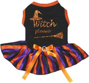 Halloween Witch Please Puppy Dog Dress Witch Hat Cat Apparel Small Pet Clothes