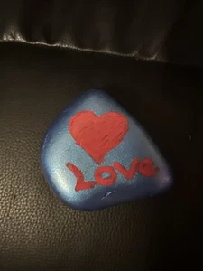 Love, Hand, Painted Rock, Beautiful Blue, And Red Inspirational - Picture 1 of 3