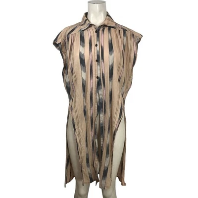 RACHEL COMEY - WOMEN'S 2 - TAN SLEEVELESS BUTTON COLLARED COTTON TOP - Image 1 of 4