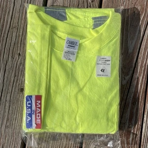 Camber Finest Hi Vis T-Shirt Men’s 4XL Yellow Reflective Tape 602RF NOS USA - Picture 1 of 5