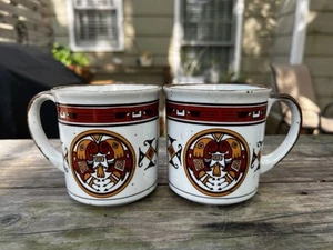 Set of 2 Southwestern Native American Speckled Stoneware Mugs - 2A - Picture 1 of 5