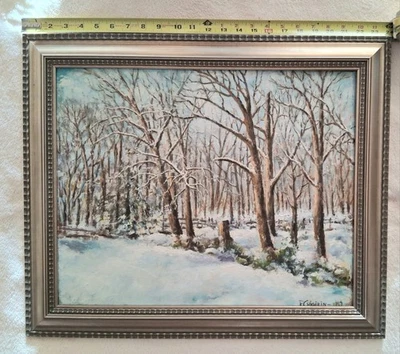 Vintage Framed Winter Original Oil Painting On Board Signed 20x24 - Image 1 of 4