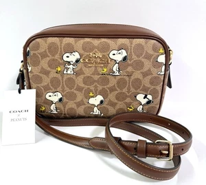 Coach x Peanuts Jamie Signature Snoopy Camera Bag Tan + Brown NWT - Picture 1 of 7