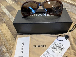 Auth CHANEL Sunglasses Coco Mark Brown GHW 5102 c.538/73 54◻︎17 W/Box Tags Case - Picture 1 of 3