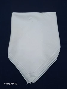 Vintage Men's White Cotton Handkerchiefs Lot of 6 16" x 16" Rolled Hem New USA - Picture 1 of 14