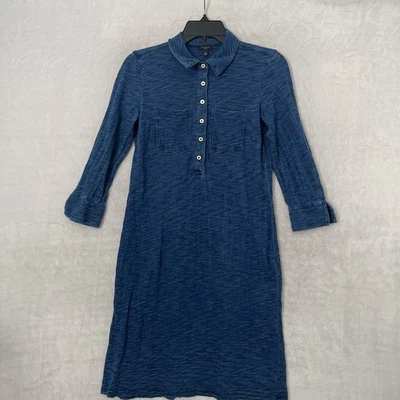 Vestido Camisa Talbots Mujer Azul Sólido Pequeño Algodón Manga Larga Cuello Foto 1 de 4