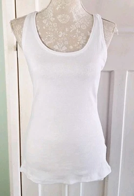 BNWT Peacocks White Sleeveless Cotton Jersey Top - Size 14 - Image 1 of 4