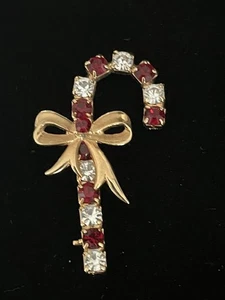 Vintage 1940s - 50s Eisenberg Ice Crystal Rhinestone Christmas Candy Brooch Pin - Picture 1 of 12