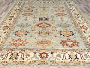 Masterpiece Muted Ice Blue Wool Pile Nagorno-Karabahk Rug 9x12ft - Picture 1 of 12