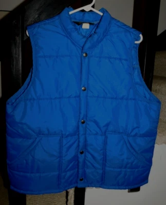 Vintage Swingster Puffer Vest BLUE COLOR MEN'S L RN: 32628 SNAP FRONT MADE IN US - Image 1 of 4