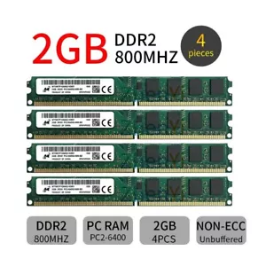 8GB 4x 2GB DDR2 800MHz PC2-6400U 240Pin DIMM Desktop Memory SDRAM Micron ZT BT - Picture 1 of 7