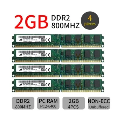 8GB 4x 2GB DDR2 800MHz PC2-6400U 240Pin DIMM Desktop Memory SDRAM Micron ZT BT - Image 1 of 4
