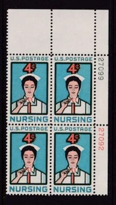 1961 Nursing Nurses Sc 1190 MNH plate block rare plate numbers Durland $7 (UL - Picture 1 of 1