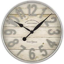 Farmhouse Plank With Galvanized Finish Wall Clock Washed Decor 20 Inch Diameter