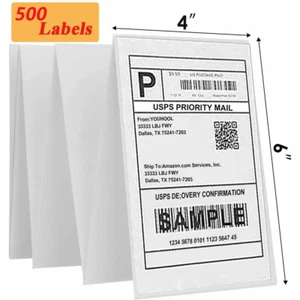 500 4x6 Fanfold Direct Thermal Shipping Labels for Zebra and Rollo Printers - Picture 1 of 12
