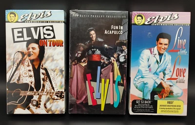 3 ELVIS PRESLEY Sealed VHS Lot Fun In Acapulco & Live / Love A Little & On Tour — 第 1/4 张图片
