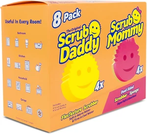 Scrub Daddy 4 Scrub Daddy Sponges & 4 Scrub Mommy Kitchen Sponges - Scratch-Free - Picture 1 of 12
