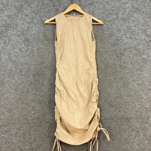 Love Tree Womens Dress Size M Medium Beige Bodycon Ruched Sleeveless 16908 - Picture 1 of 12
