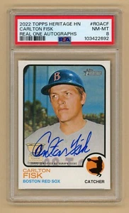 Carlton Fisk - 2022 Topps Heritage - Real One AUTO - Red Sox - PSA 8 - Bild 1 von 2