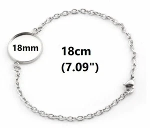 3 pcs. 304 Stainless Steel Silver Tone Chain Bracelets – 7.09″ (18cm) – 18mm Bez - Picture 1 of 4