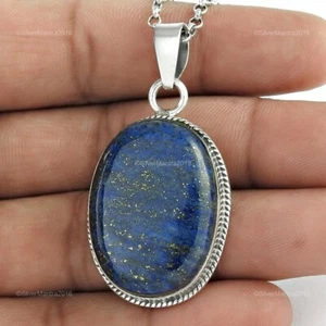 Natural Lapis Lazuli 925 Plata De Ley Anillo De Boda Cumpleaños Colgante Joyería - Imagen 1 de 5
