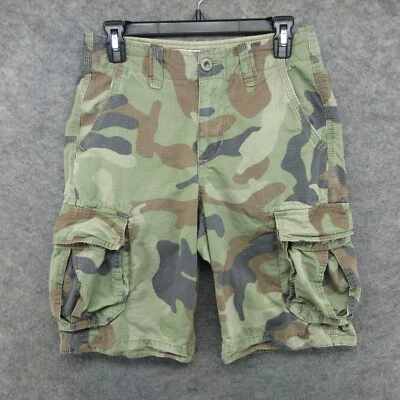 American Eagle Shorts Mens 26 Green Camo Cargo 12" Longer Length Ripstop Canvas - Image 1 of 4