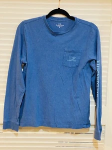 Vineyard Vines XL 18 Youth Long Sleeve Whale Tee T Shirt Cotton Blue Boys Girls - Picture 1 of 8
