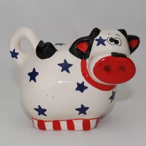 Banco de vaca de cerámica rojo blanco y azul patriótico - Imagen 1 de 11