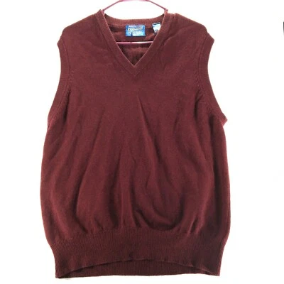 Vintage Pendleton 100% Virgin Lambswool Sweater Vest Large Red V-Neck Burgundy - Image 1 of 4
