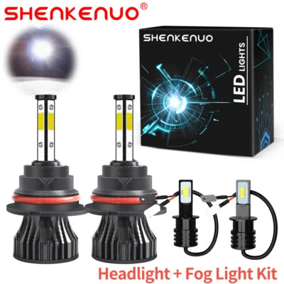 Combo de faróis de LED alto/baixo + lâmpadas de neblina para Nissan Sentra 2000-2003 6000K - Imagem 1 de 4