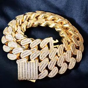 21mm All Over Baguette Cuban Link Chain – 18K Gold, Luxury Bling Jewelry - Picture 1 of 11