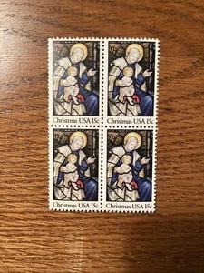 Block of 4 Stained Glass Window Christmas Stamps - Picture 1 of 1