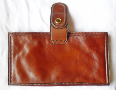 Bolso clutch grande de cuero vintage Jaeger marrón castaño profundo en muy buena condición Foto 1 de 4