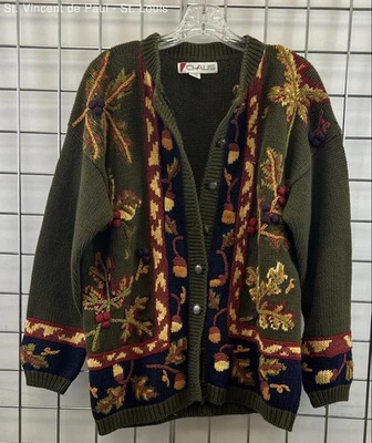 CHAUS Embroidered Knit Vintage 1990s Thick Sweater - Size See Measurements - Image 1 of 4