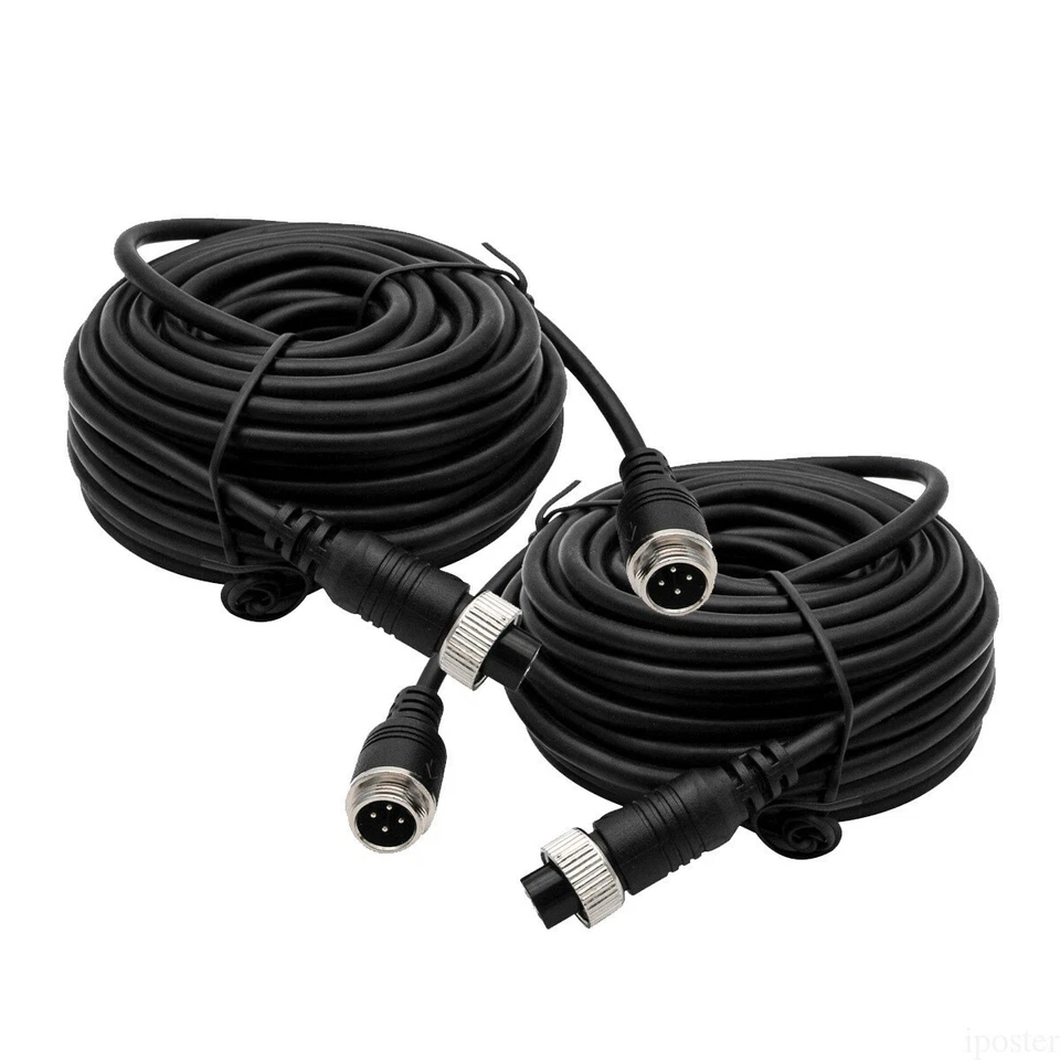 2x 10M / 33ft 4Pin Extension Video Cable For 4PIN Camera Truck Trailer Monitor - Image 1 of 4