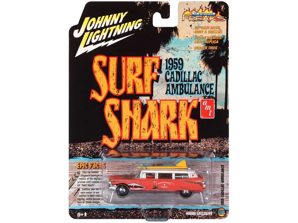 Johnny Lightning Street Freaks JLSP256 1/64 1959 Cadillac Ambulanza Surf Shark - Immagine 1 di 1
