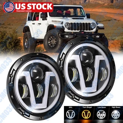 Newest Brightest Halo 7" Round Led Headlights For Jeep Wrangler LJ TJ JK 1997-17 — 第 1/4 张图片