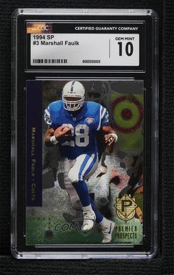 1994 SP Premier Prospects Marshall Faulk #3 CSG 10 Gem Mint Rookie RC HOF - Image 1 of 3