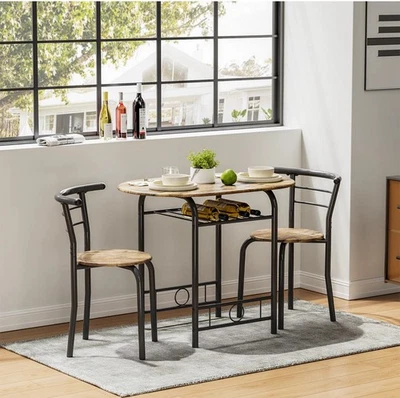 3-Piece Dining Table And Chair Set For 2 People Bistro Set Outdoor Balcony Set - Image 1 of 4