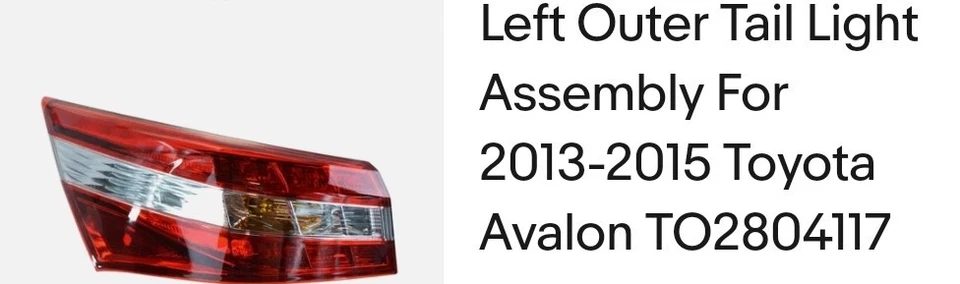 Carcasa de luz trasera exterior izquierda lado del conductor para Toyota Avalon Hybrid Foto 1 de 3