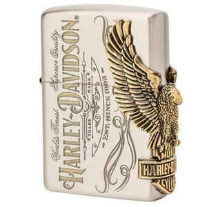 Zippo HDP-75 Lighter Silver Harley-Davidson Japan Limited 3-Sided Processing - Picture 1 of 6