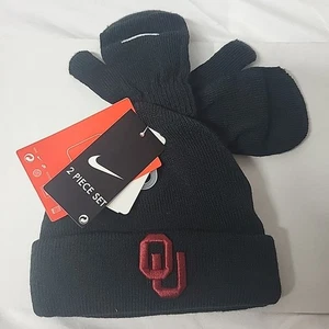 NCAA Nike Oklahoma Sooner Beanie and Mitts Size 2/4T  Winter Hat Cap Knit Child - Picture 1 of 13