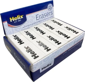 Gomas de borrar clásicas blancas pequeñas Helix X51023 tamaño 34 mm caja a granel de 40 - Imagen 1 de 1