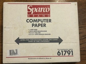 Sparco Computer Paper Plain 20 lb. 9-1/2"x11" #61791 Continuous Ultra Fine  - Picture 1 of 5